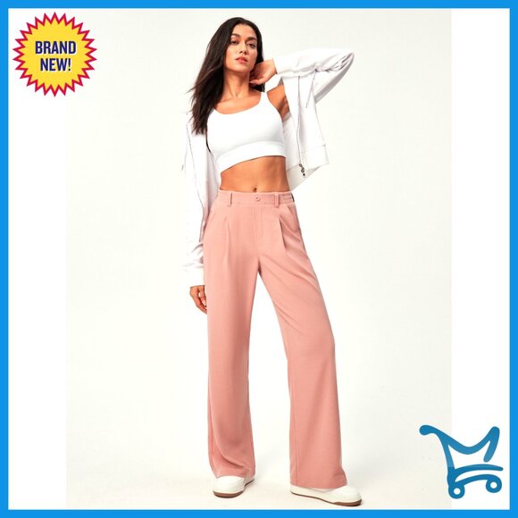 Wide Leg Work Pants with Elastic Waist, Waffle Texture, 26/28" Inseam - Picture 7 of 7